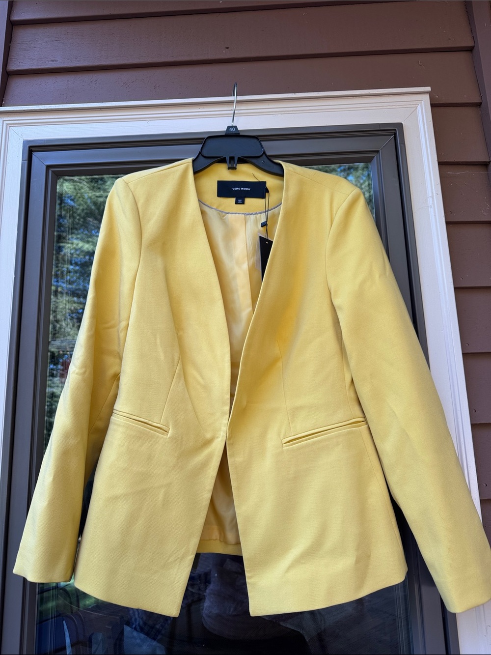Vero Moda Bright Yellow Women's Collarless Blazer